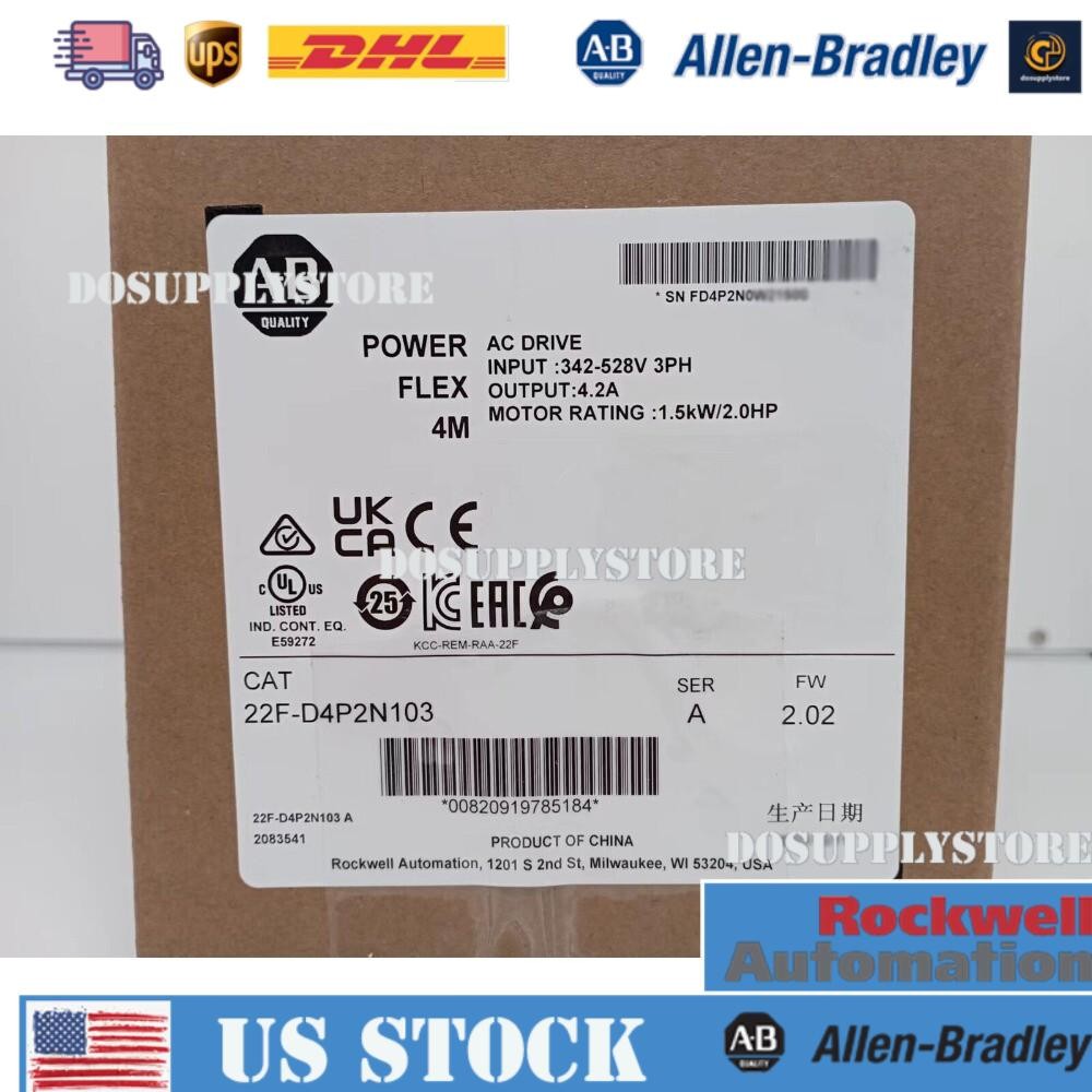AB 22F-D4P2N103 PowerFlex 4M 1.5 kW 2 HP AC Drive 22FD4P2N103 NEW US Free Tax