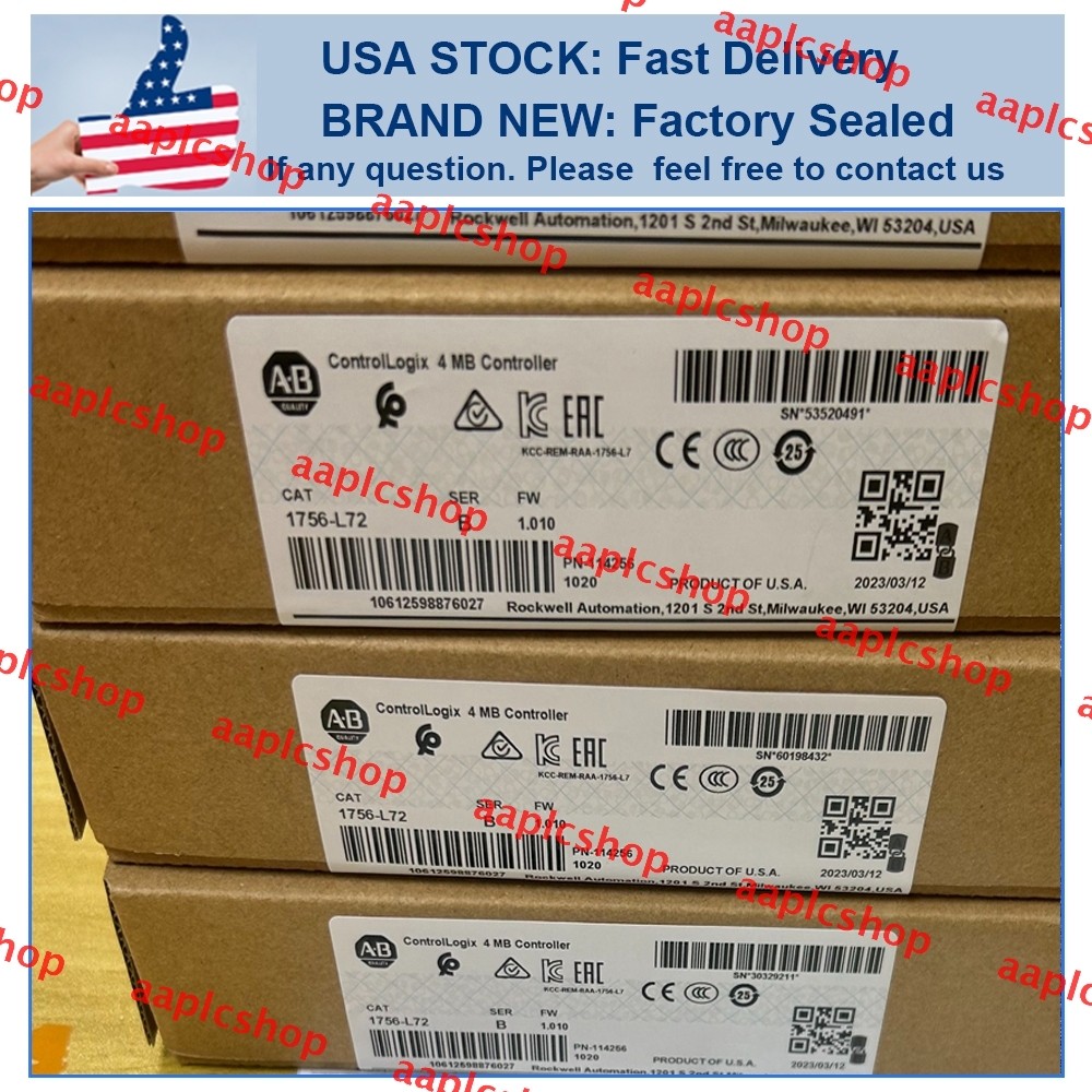 1756-L72 New Sealed AB 1756L72/B ControlLogix 4MB Controller PLC Processor AB