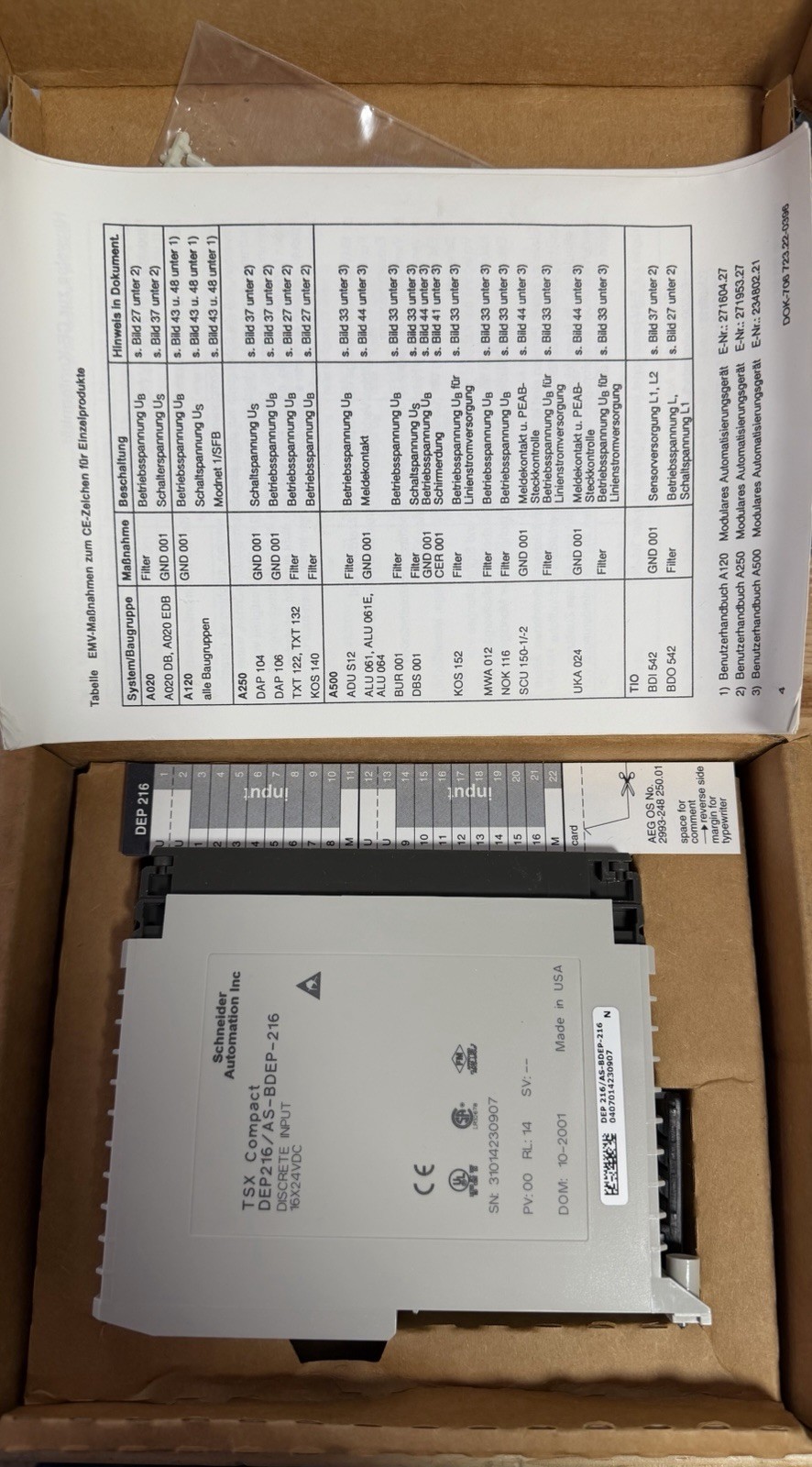 Schneider Modicon AS-BDEP-216 DEP 216 TSX Compact Discrete Input 16 X 24VDC