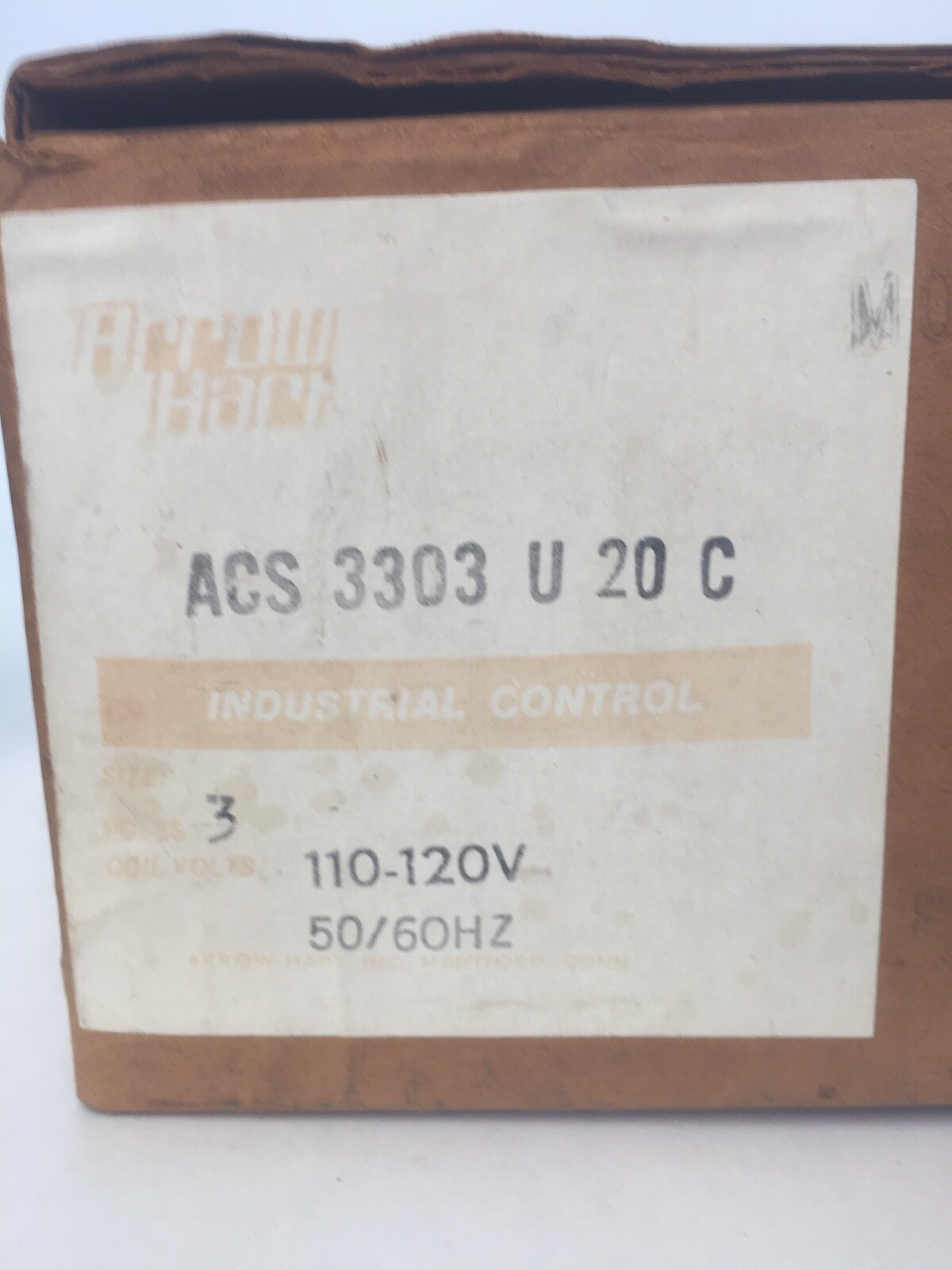 ARROW HART ACS3303U20C RELAY WITH OVERLOAD PROTECTION 600VAC 40AMP 7.5HP MODEL A