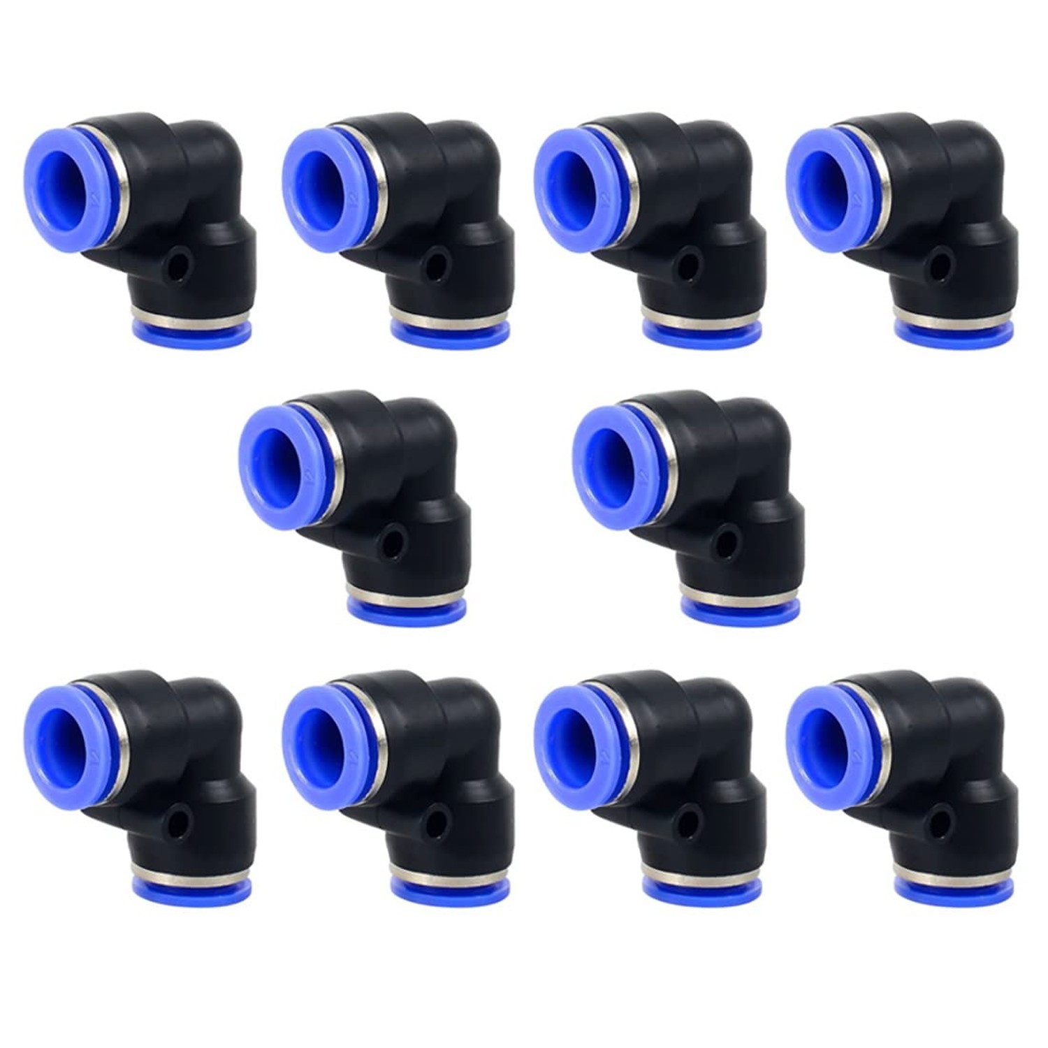 Elbow Push to Connect Fitting, 1/4″ OD Pneumatic Air Line 90 Degree Quick Pus…