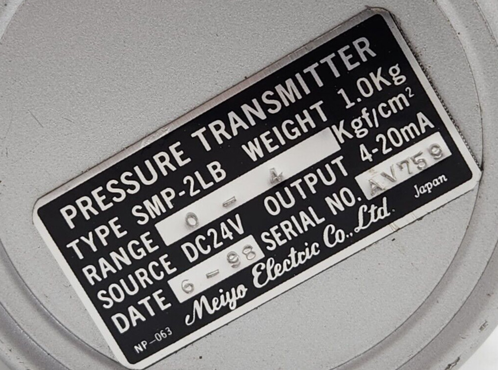 MEIYO ELECTRIC SMP-2LB PRESSURE TRANSMITTER 0-4 KGF/CM2