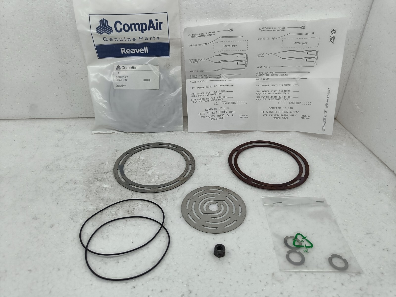 CompAir Reavell 98650.1842 Spares Kit Repair Kit 1ST Stage Valve