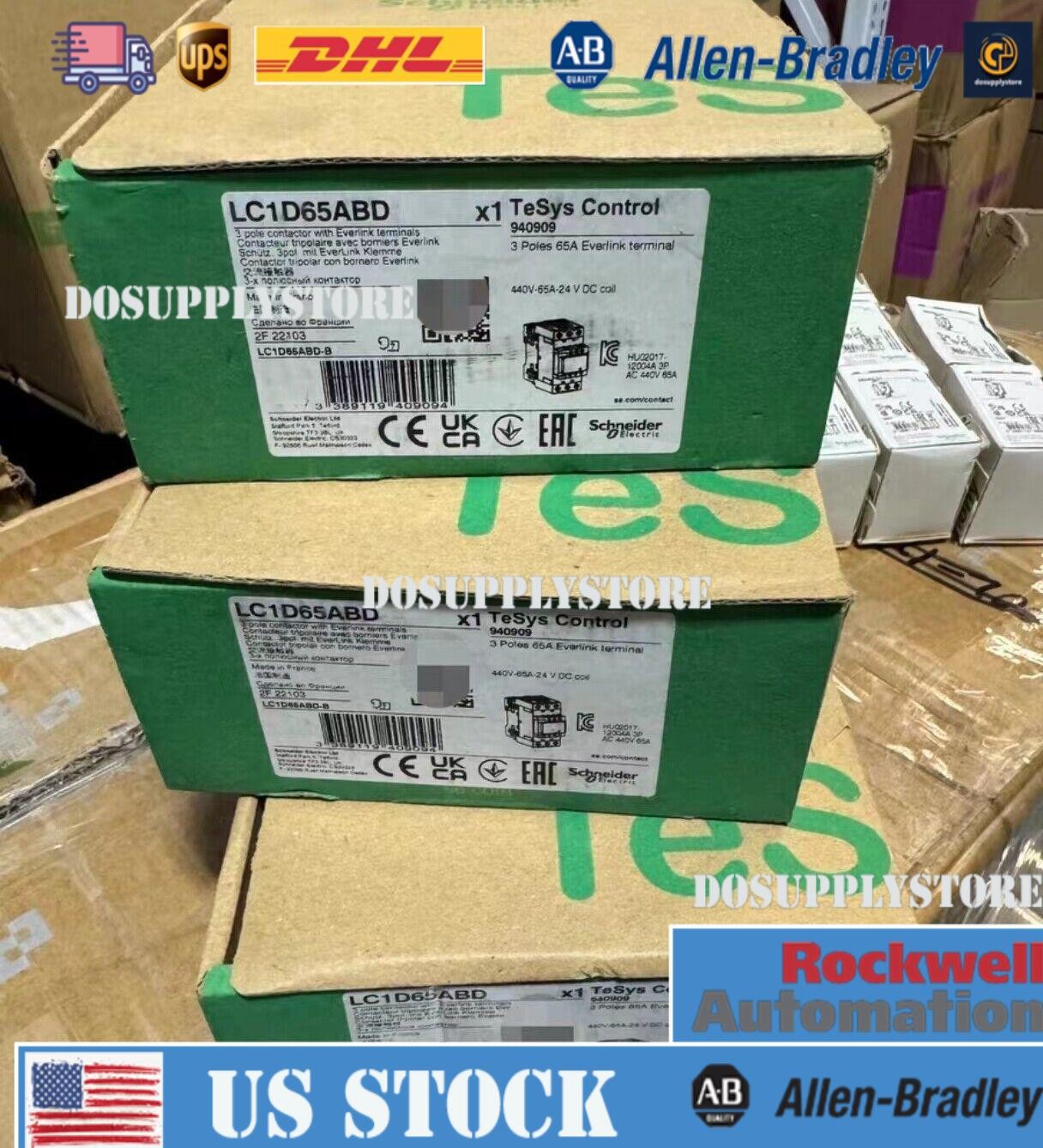 1pcs Schneider LC1D65ABD 24VDC contactor 3Poles 65A US Free TAX