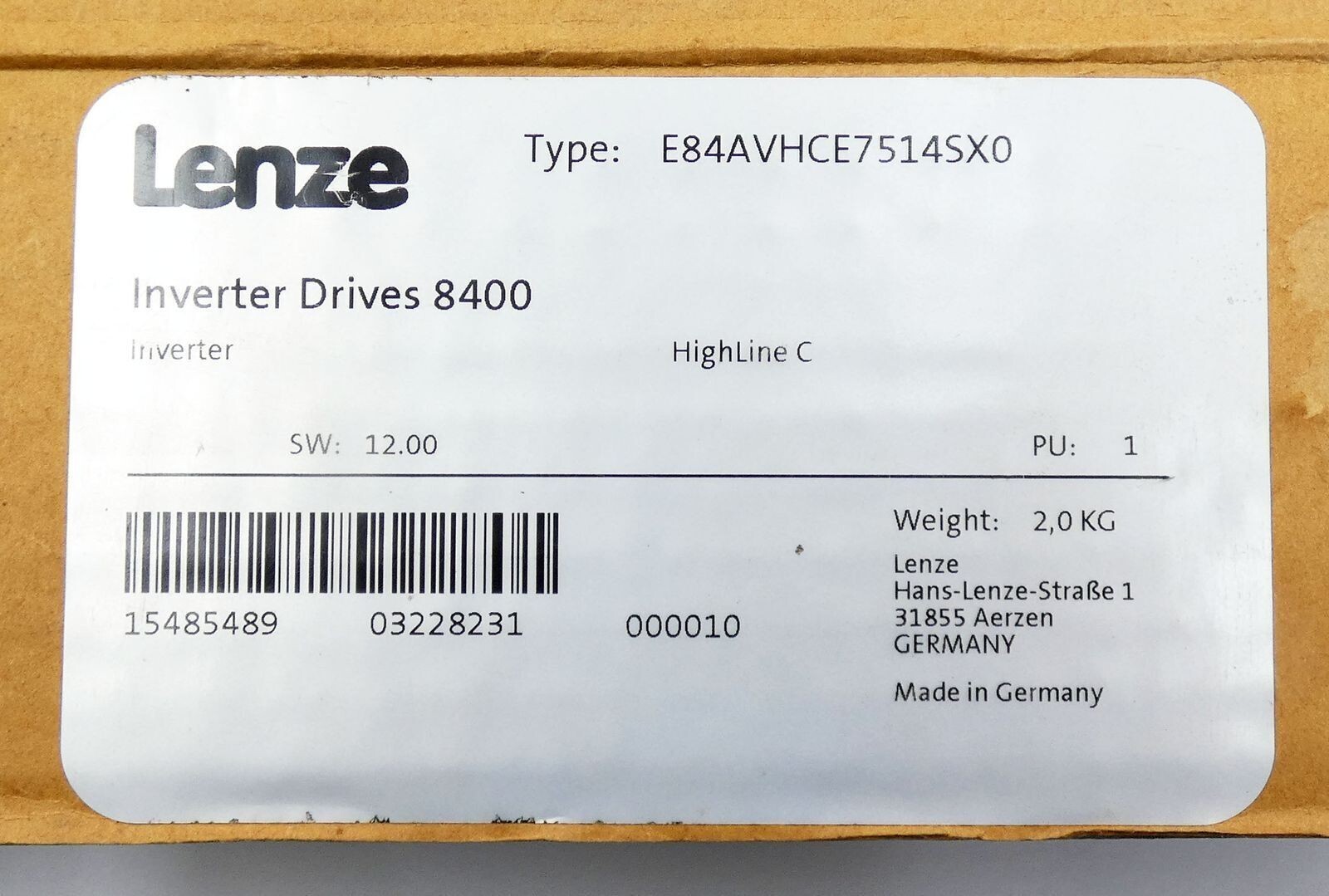 Lenze 8400 HighLine C E84AVHCE7514SX0 SW: 12.00 0.75kW : *EXPRESS SHIP AVAILABLE