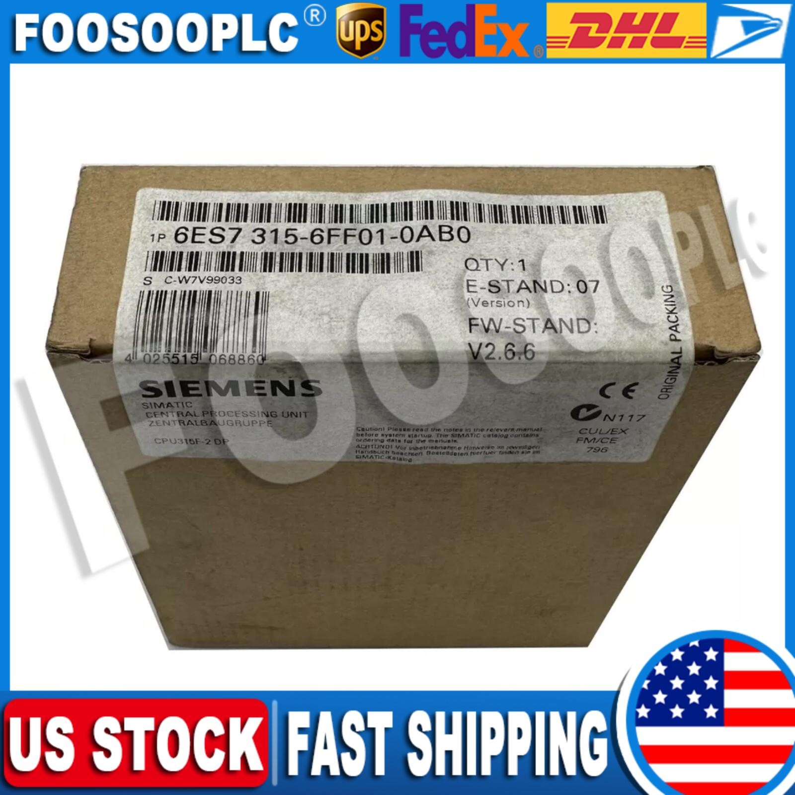 New Siemens SIMATIC S7-300, CENTRAL UNIT 6ES7315-6FF01-0AB0 6ES73156FF010AB0