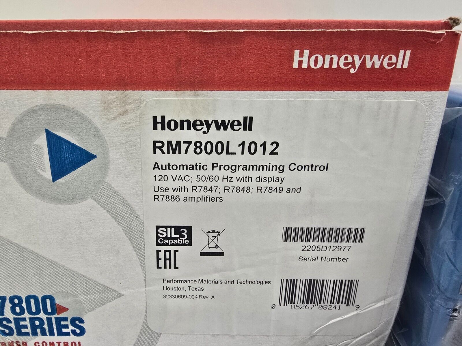 New Factory Sealed Honeywell RM7800L1012 7800 SERIES BURNER CONTROL RM7800L1012