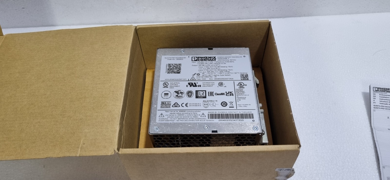 PHOENIX CONTACT QUINT4-PS/1AC/24DC/20 INDUSTRIAL DIN RAIL POWER SUPPLY 2904602