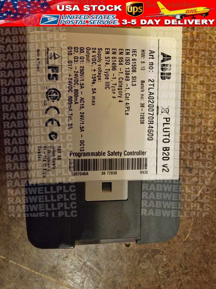New ABB Pluto B20 V2 2TLA020070R4600 Programmable Safety Controller