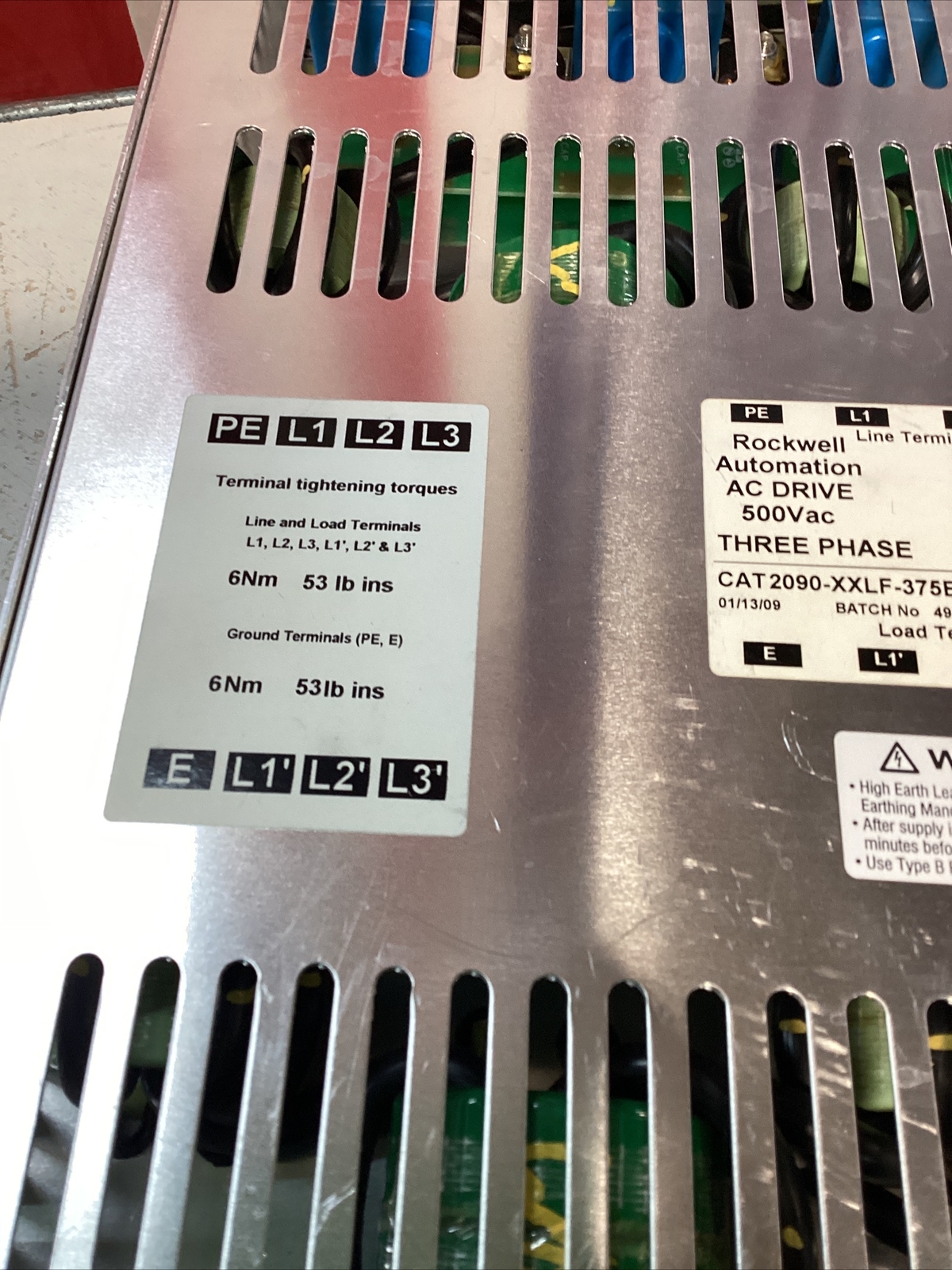 ROCKWELL AUTOMATION AC DRIVE 2090-XXLF-375B SER.ABULLETIN 2090 RFI FILTER 480V