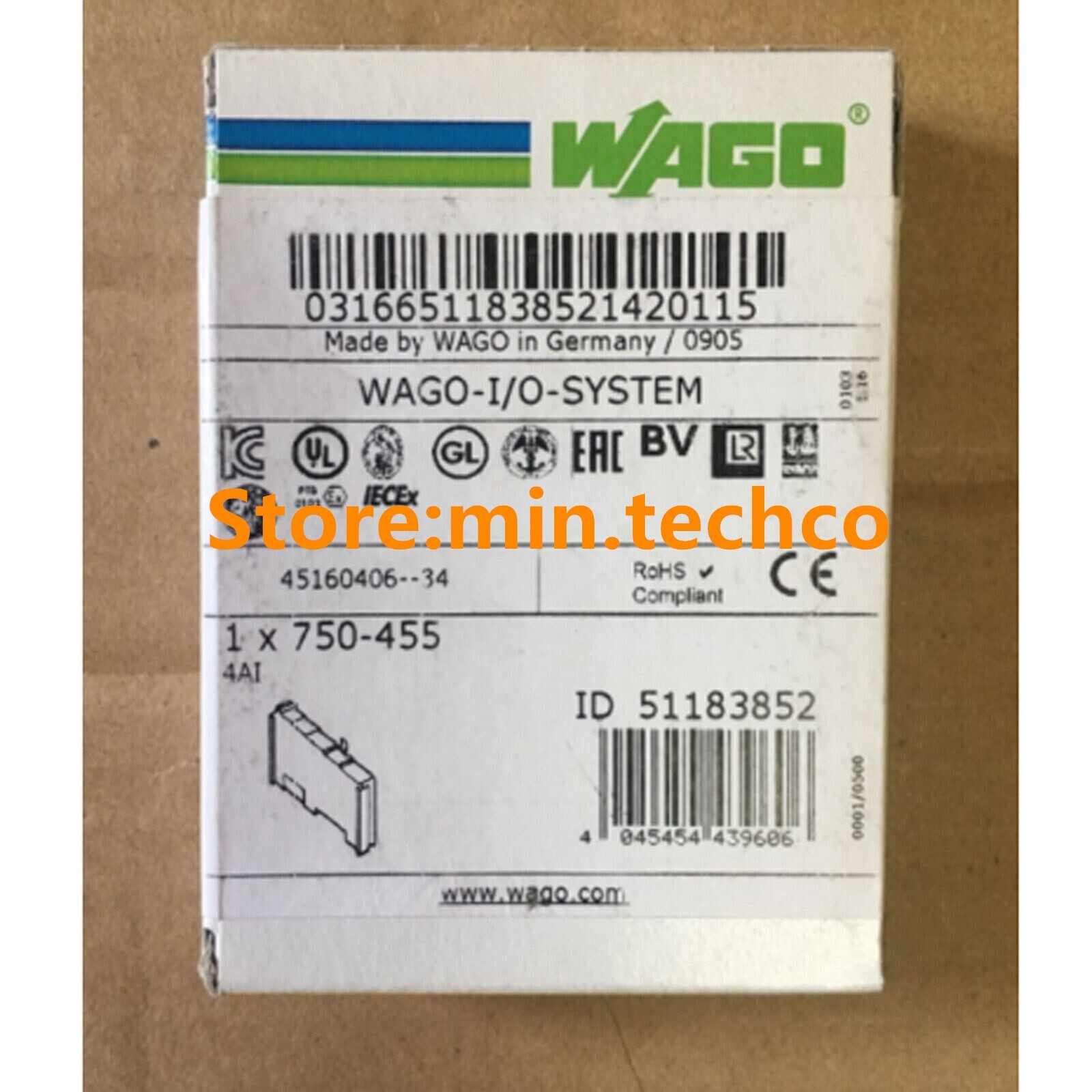 New In Box WAGO 750-455 750-455 4-Channel Analog Input PLC Module