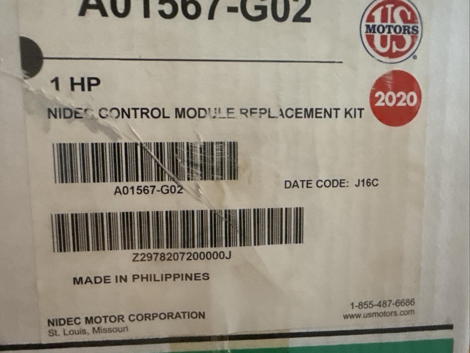 A01567-G02 – CONTROLLER FOR MOTOR, EC, 1 HP – M3036BL1, M3642BL1, M4860BL1 UNICO