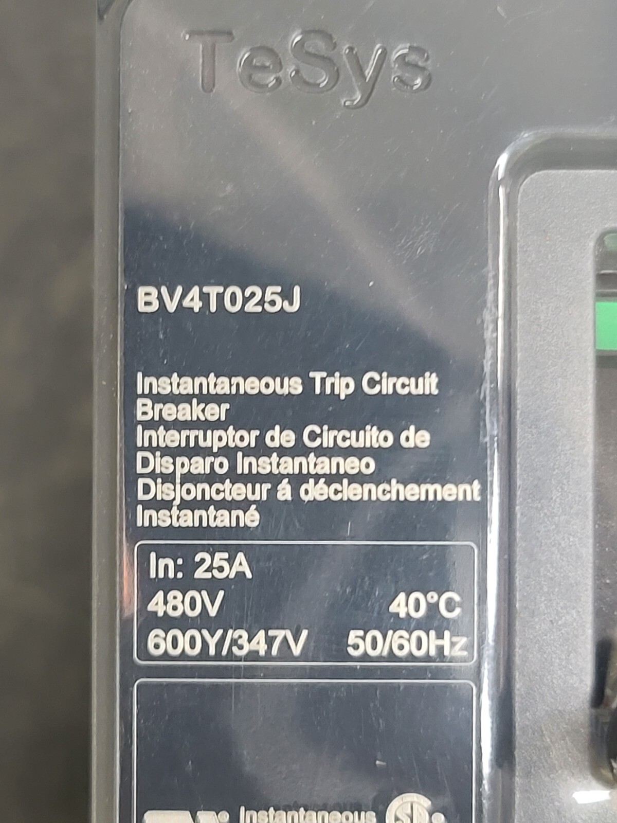 Schneider Electric BV4T025J 25A 3P 480V Instantaneous Trip Circuit Breaker