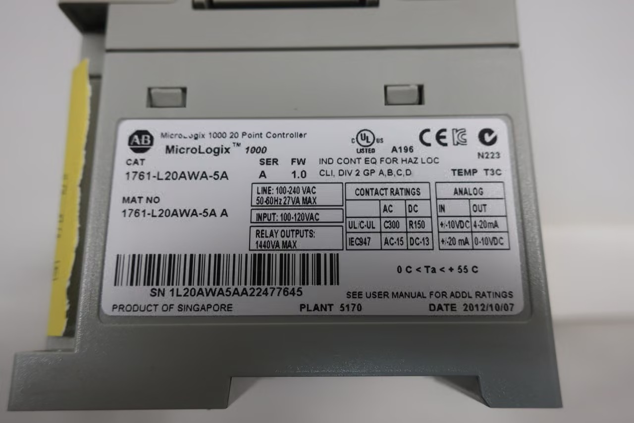 Allen Bradley 1761-L20AWA-5A Micrologix 1000 20 Pt Controller Ser A