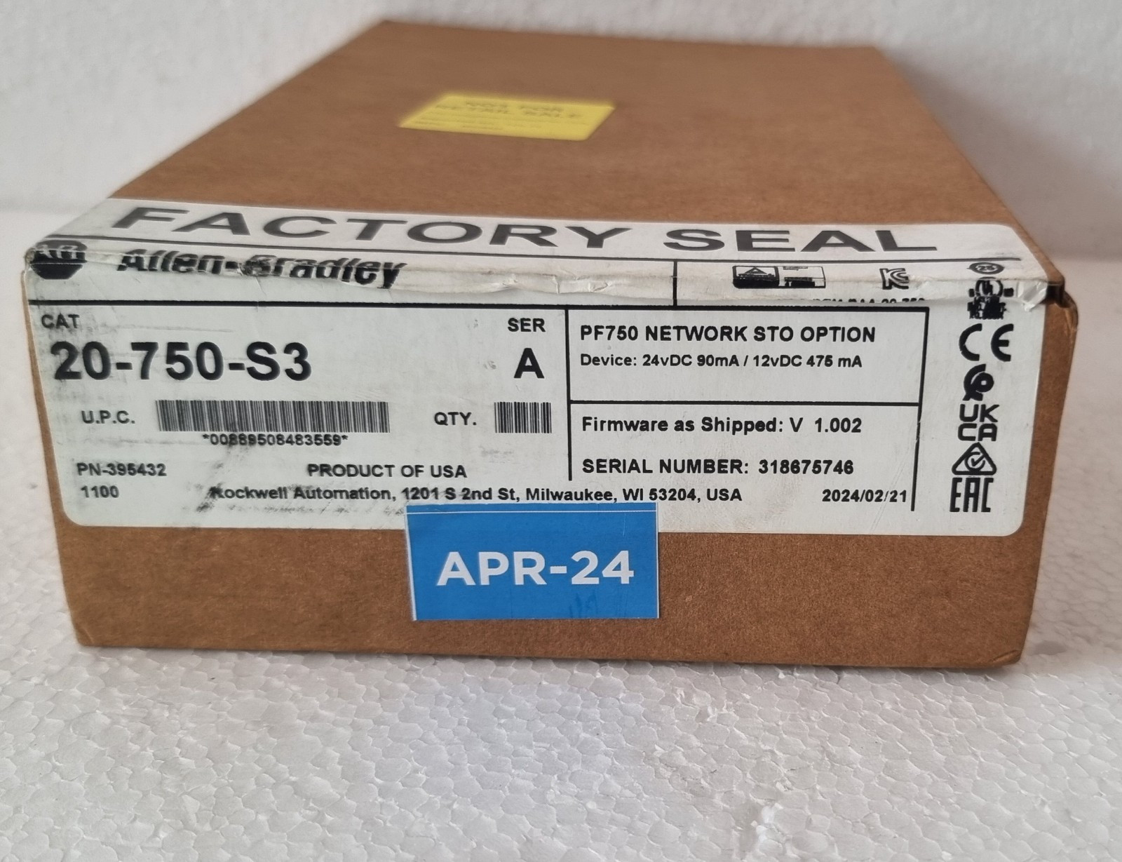 [ NEW SEALED ] Allen bradley 20-750-S3 SER A PF750 NETWORK STO OPTION