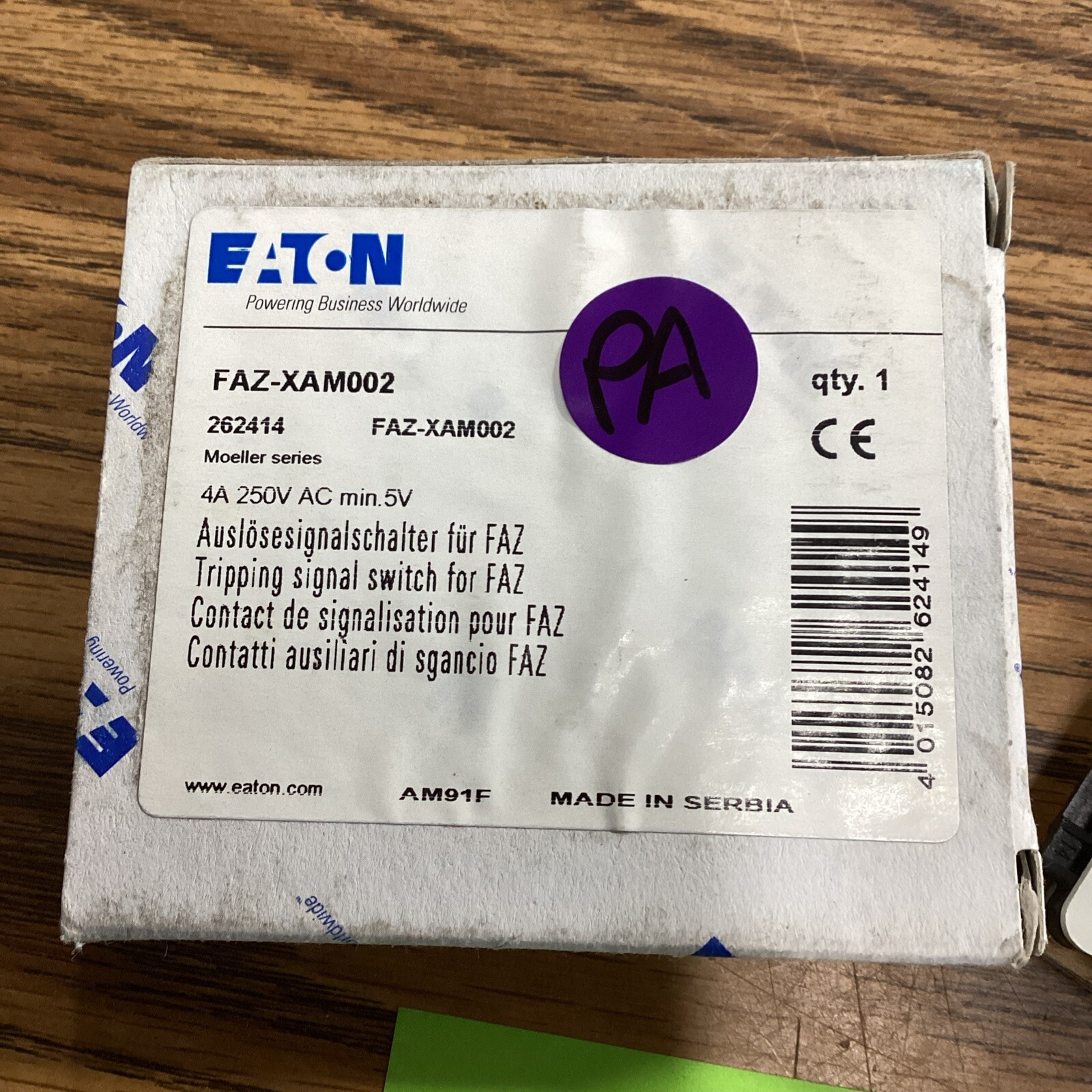 Eaton FAZ-XAM002 Auxiliary Contact 4A 250V New 🟣