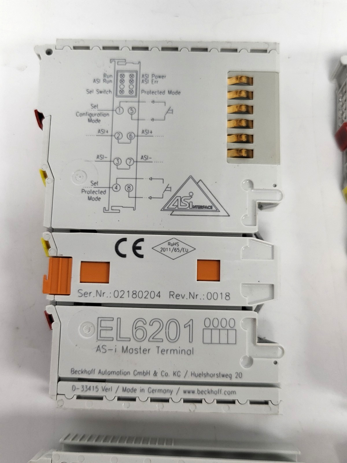 Lot of 4 Beckhoff EL2008 AS-Interface Master Terminal EtherCAT, 1-Channel