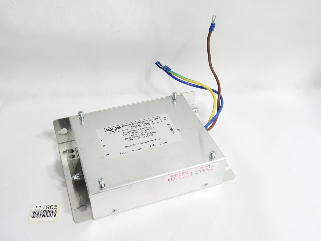Rasmi Electronics Single Phase RFI Filter FFR-CS-110-26A-RF1 / Mint Condition