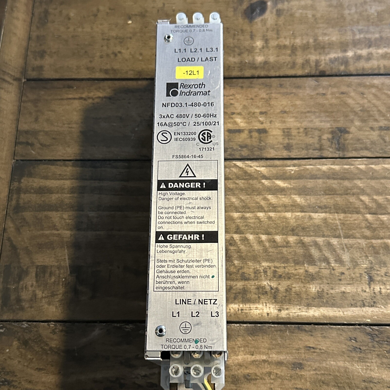 Used REXROTH INDRAMAT NFD03.1-480-016 Line Filter 3XAC 480V In 16A + 10%