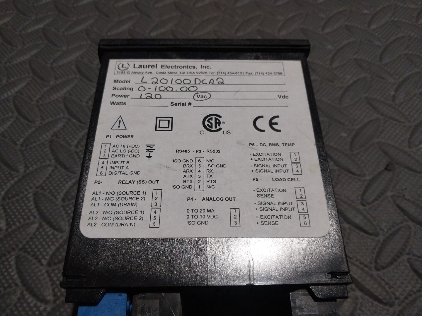 Laurel Electronics L20100DCA2. LAUREL ELECTRONICS L 20100 DCA2. USED. TESTED.