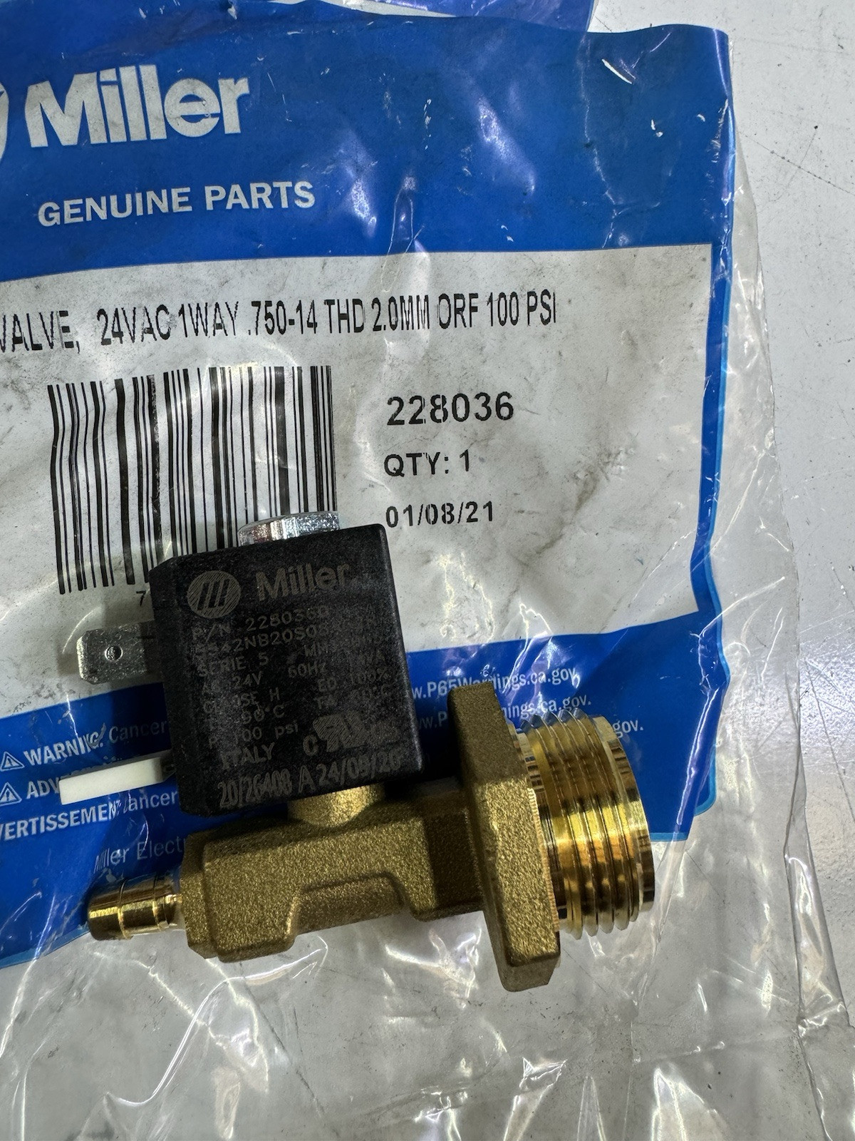 228036 Gas Valve Solenoid 24 V AC Assembly – NEW OPEN BOX | Miller Welder Part