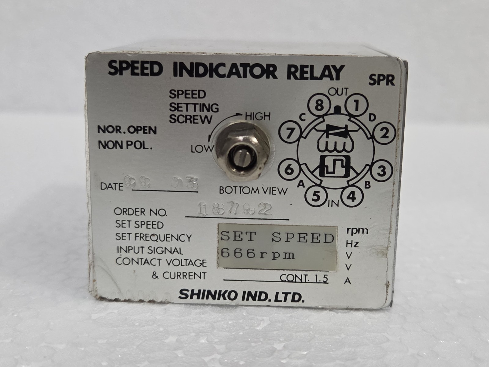 3PC × SHINKO SPR SPEED INDICATOR RELAY 666 RPM FAST SHIPPING