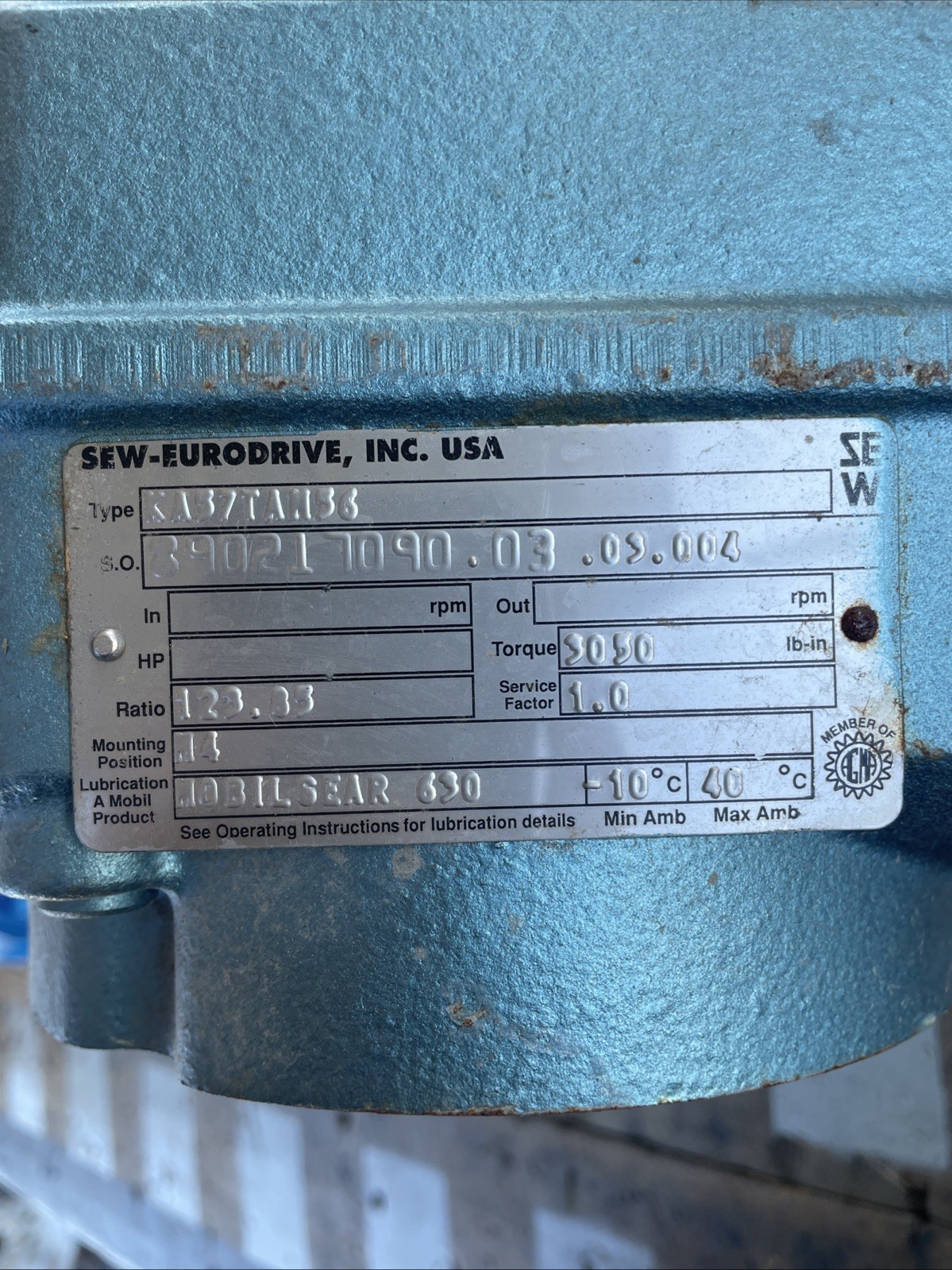 SEW EURODRIVE KA47TAM56 GEARBOX