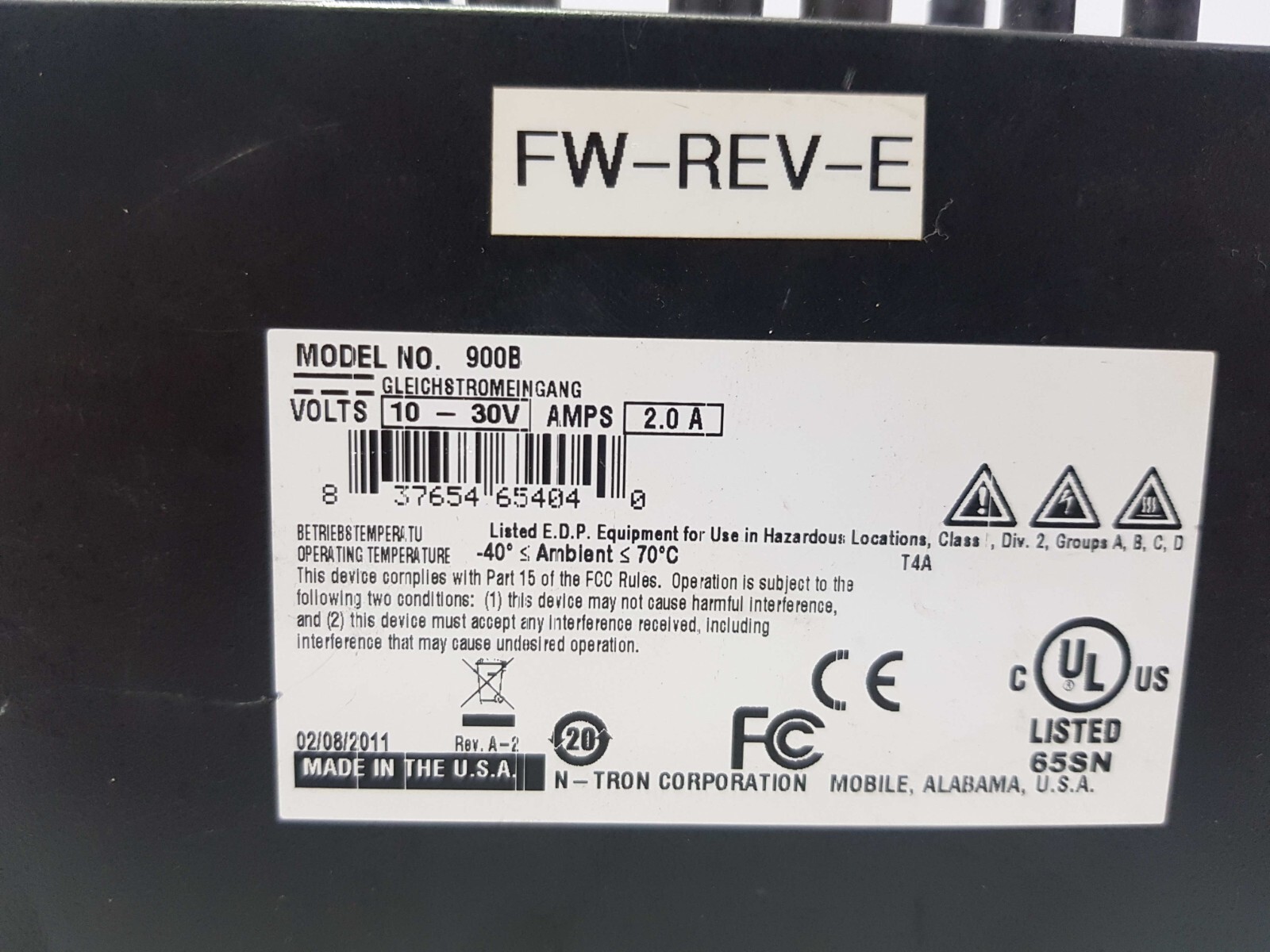 N-TRON 900B INDUSTRIAL ETHERNET SWITCH REV.A-2 FW-REV-E