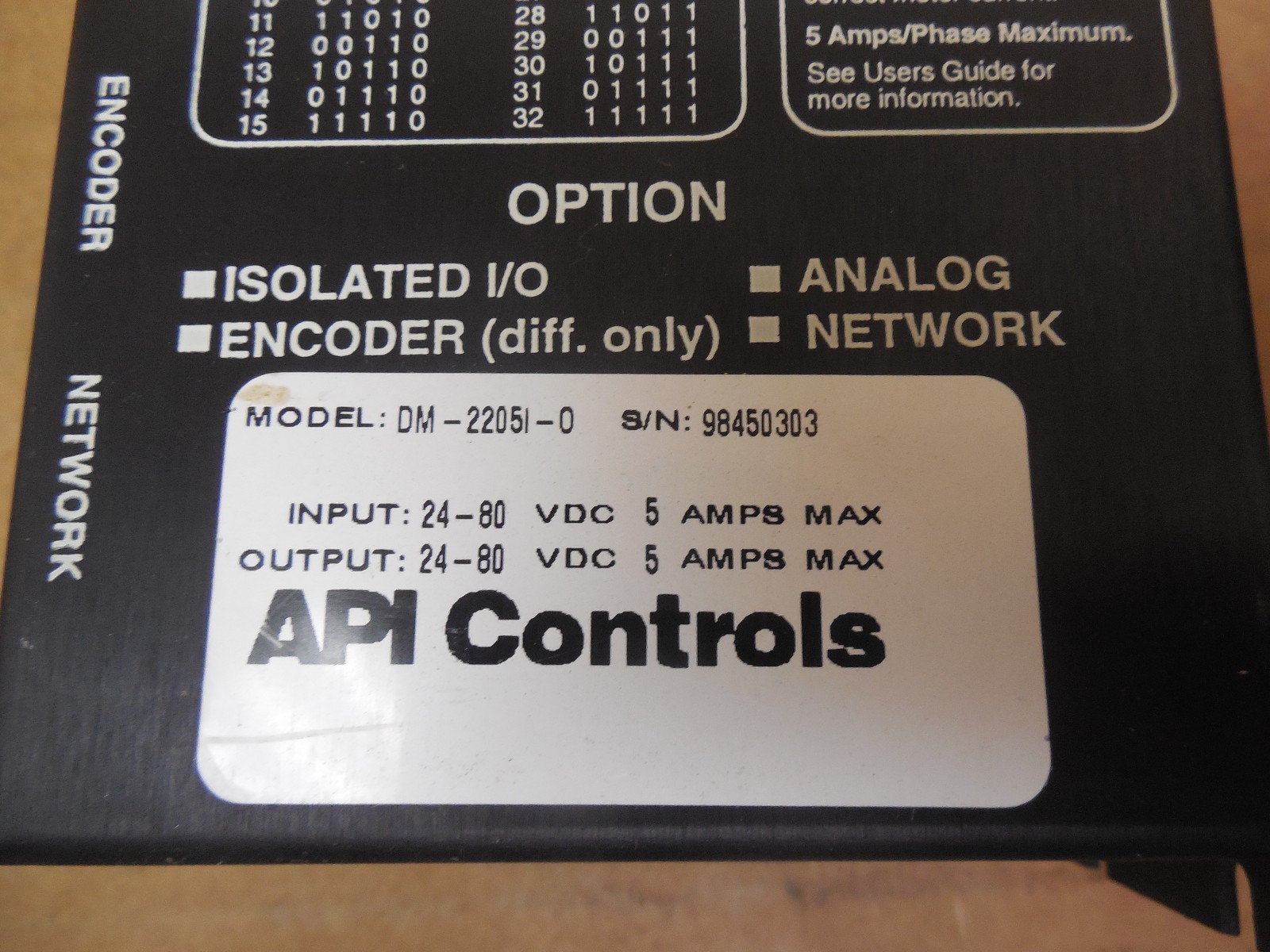 API Controls Microstep Intelligent Controller DM-2205I-O 24/80 VDC 5 Amp Used