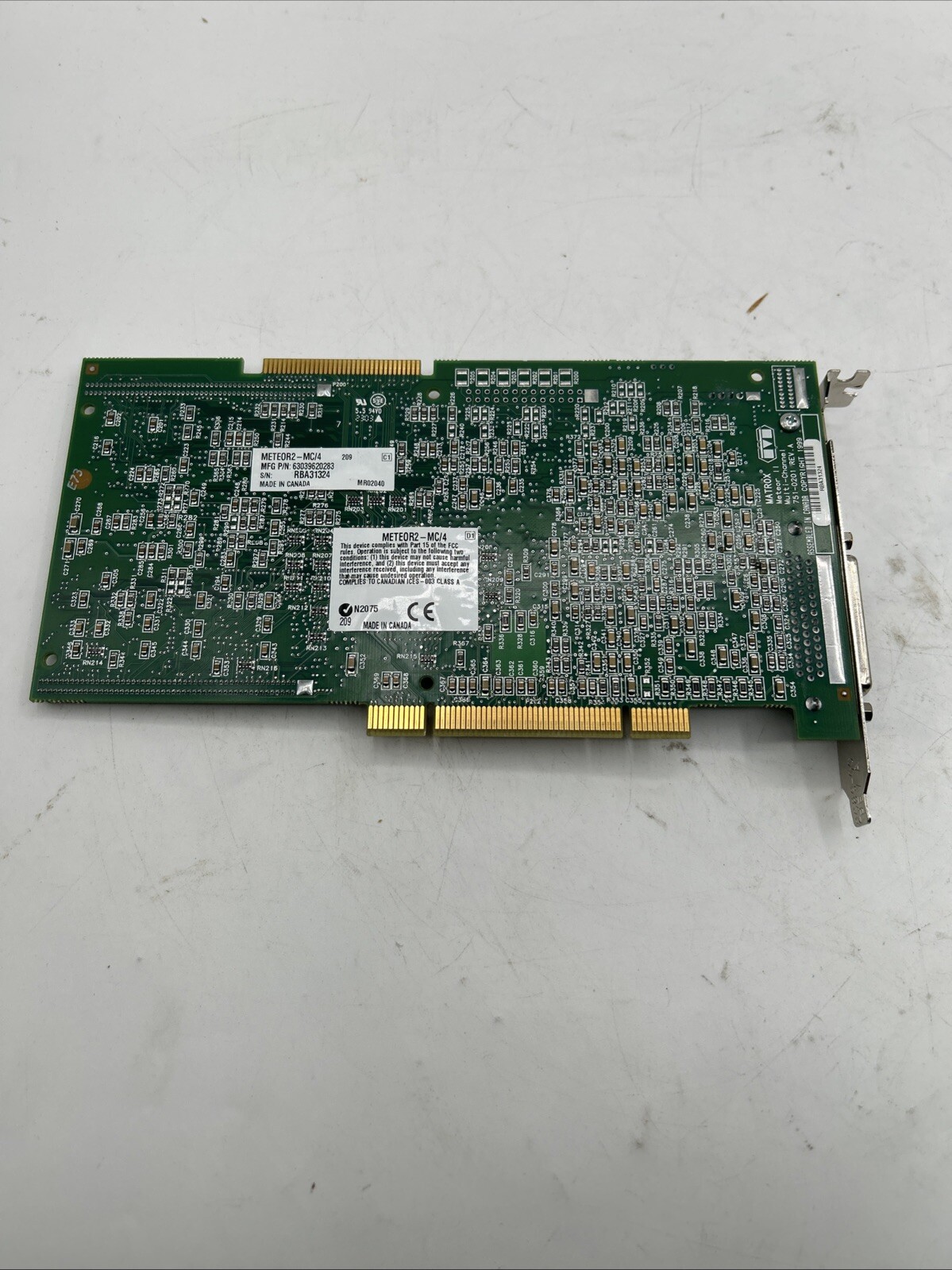 Matrox Meteor2-MC/4 Rev B Frame Graper Card Board PCB 30 Days Warranty See Pics