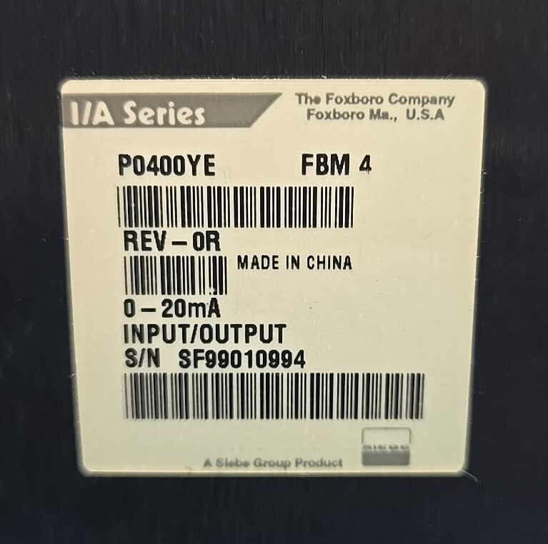 FOXBORO P0400YE REV. 0R FBM 4 0-20mA Input/Output Module