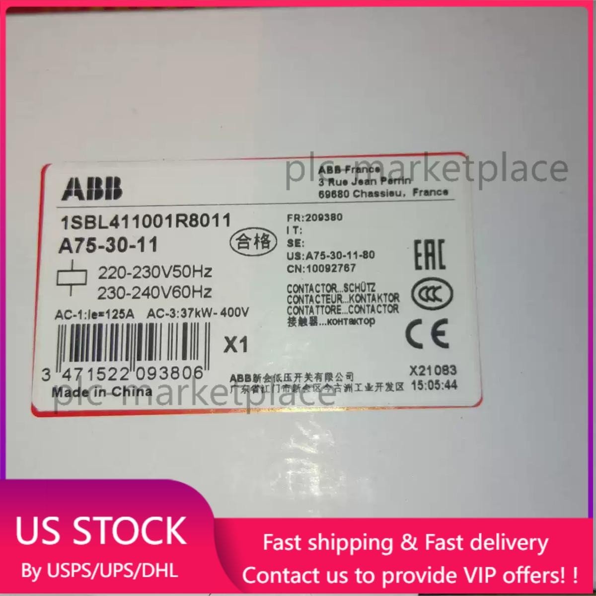 A75-30-11 1PCS NEW ABB A75-30-11 AC220V Contactor Fast Shipping US Free TAX