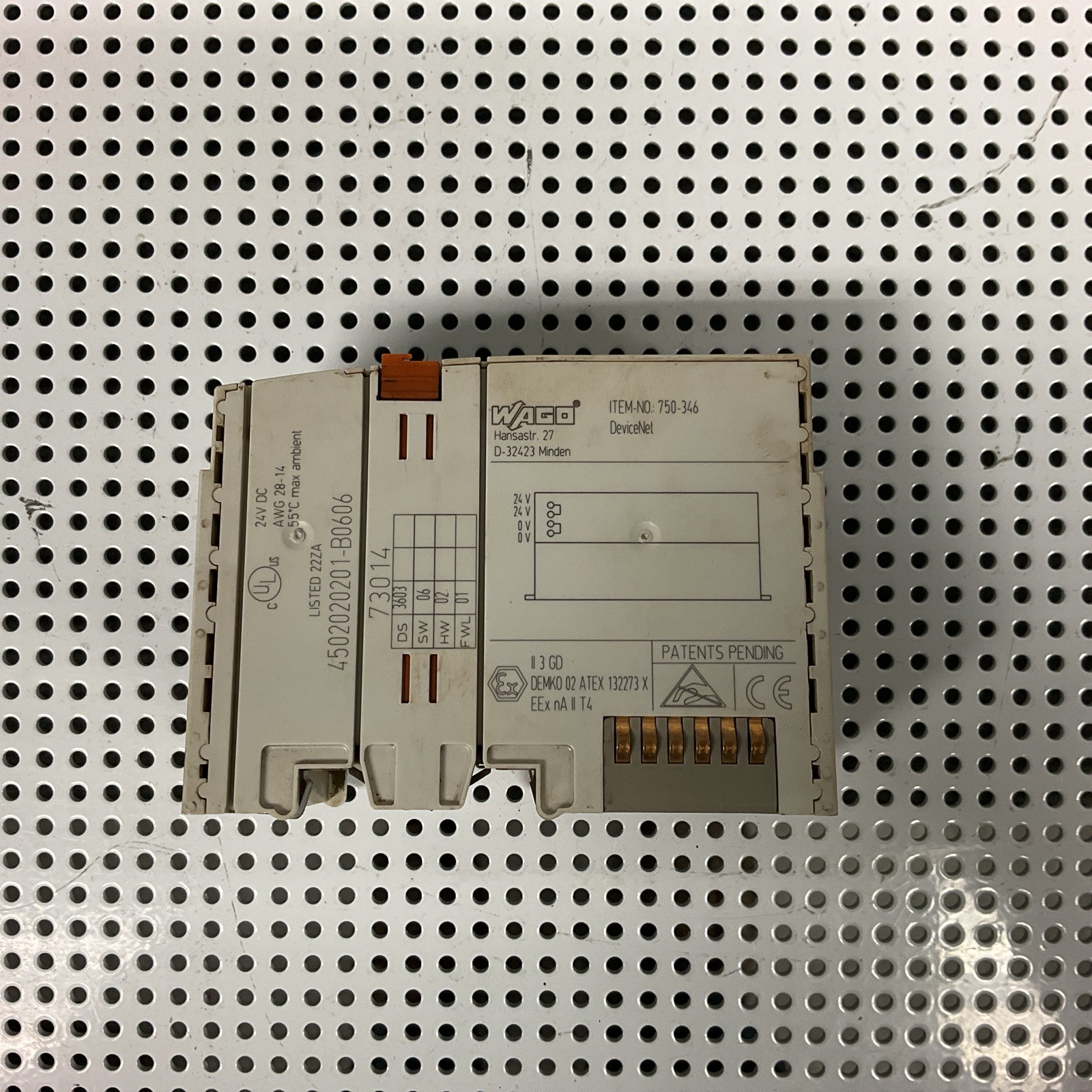 WAGO 750-346 / 750346 DeviceNet FIELDBUS COUPLER MODULE I/O SYSTEM 24VDC USNP
