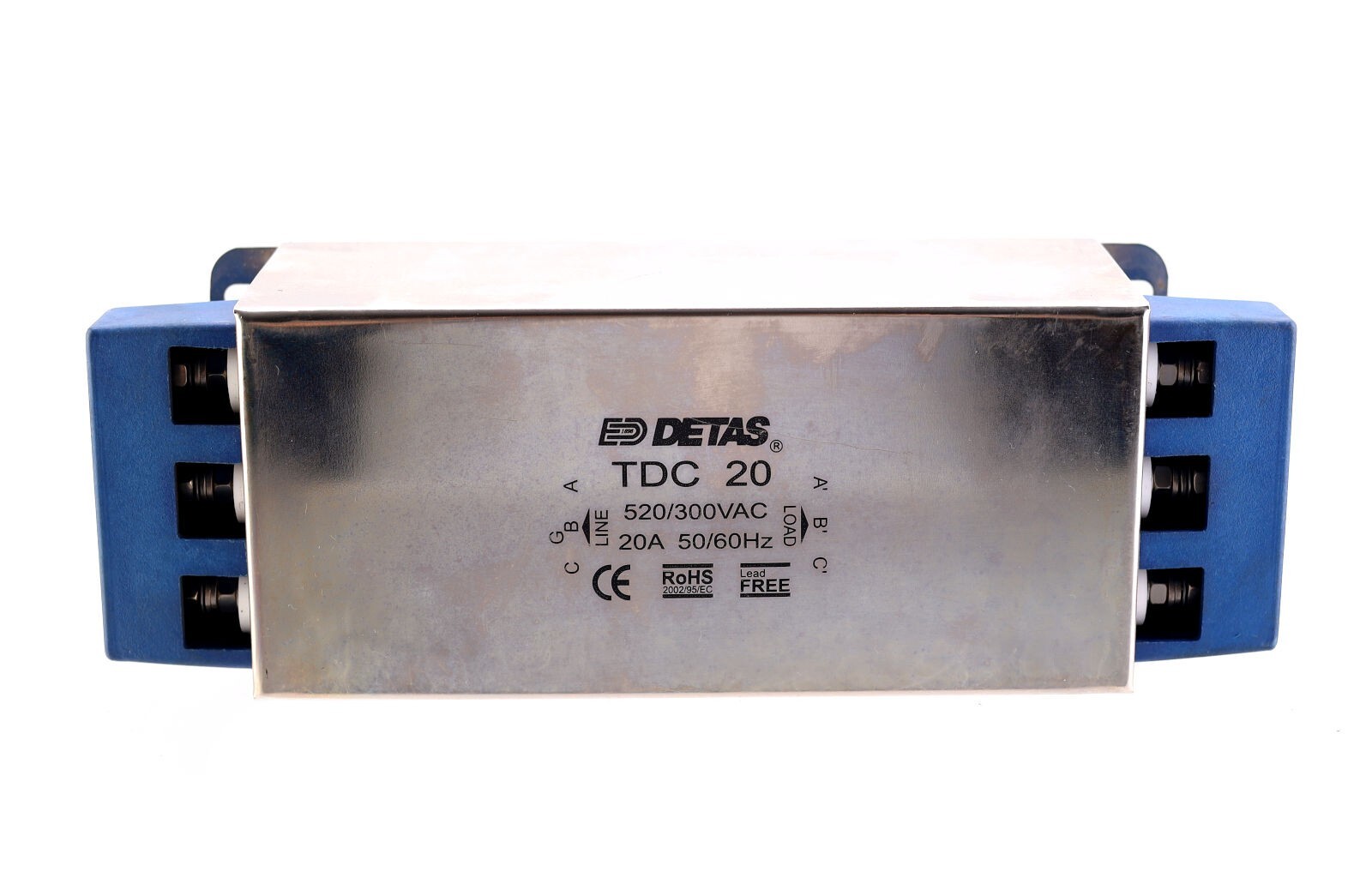 DETAS TDC 20 520/300VAC 20A 3PHASE LINE RFI FILTER