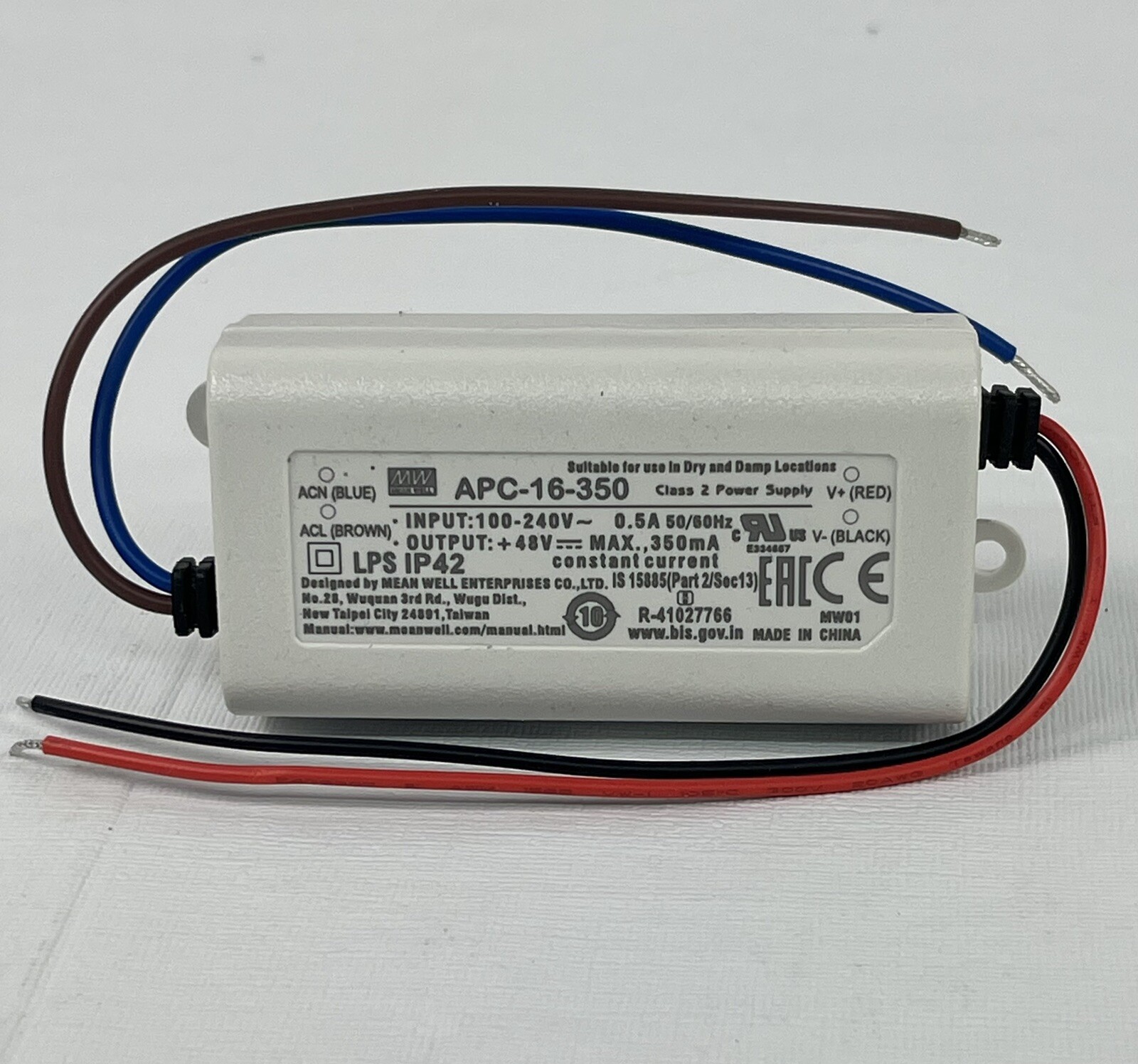 Lot of 4 Mean Well APC-16-350 16W LED Driver Power Supply 12-48V 350mA New
