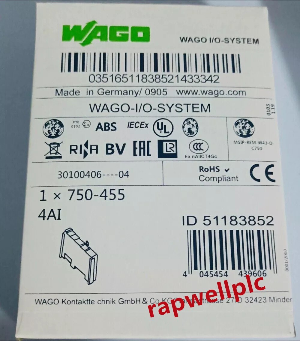 New WAGO 750-455 4-Channel Analog Input PLC Module 750455 In Box