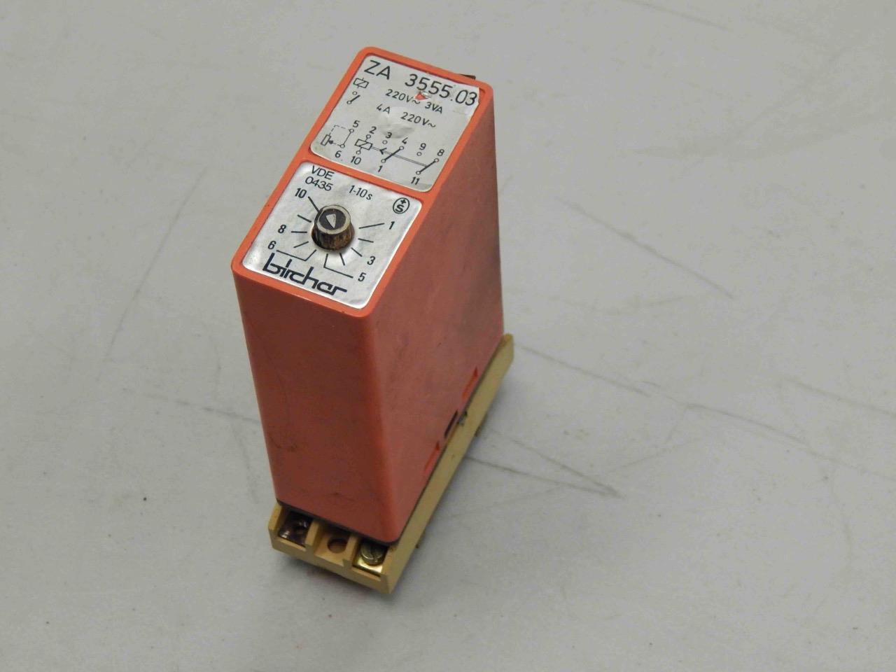 #618 Birchar ZA-3555.03 220V 4A 1-10 Seconds Timing Relay 3Va VDE-0435