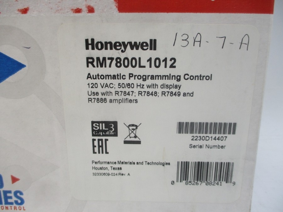 HONEYWELL RM7800L1012 F/W 5029 120VAC 9.8A REV. C NSMP