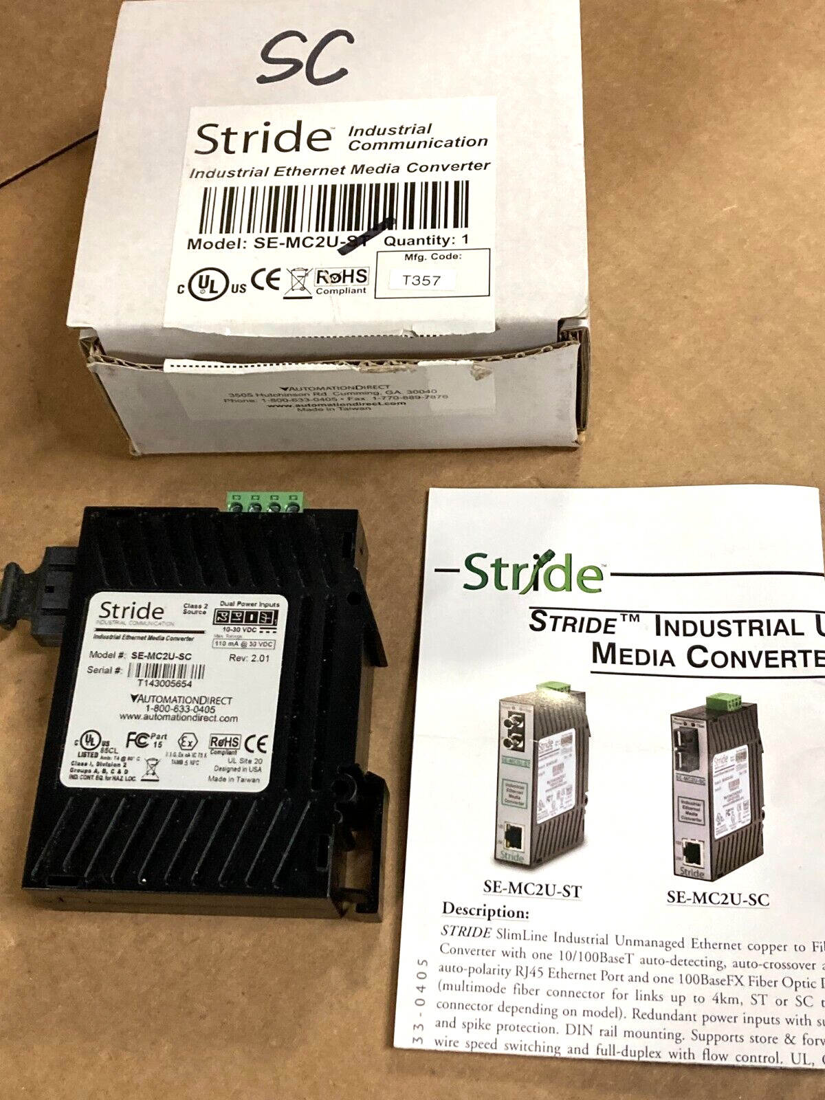 Stride SE-MC2U-SC Industrial Ethernet Media Converter – NEW
