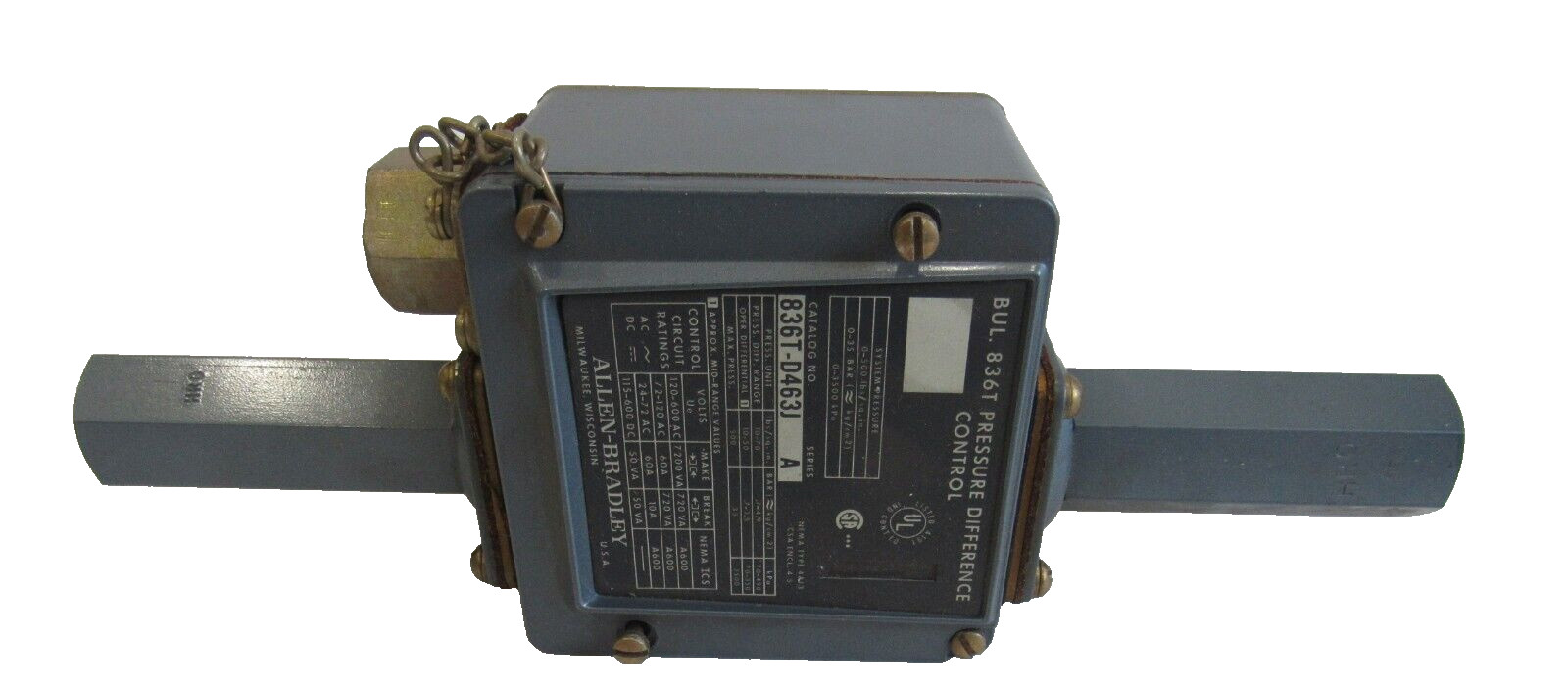 ALLEN BRADLEY 836T-D463J PRESSURE SWITCH SERIES A 836TD463J NEW, SURPLUS