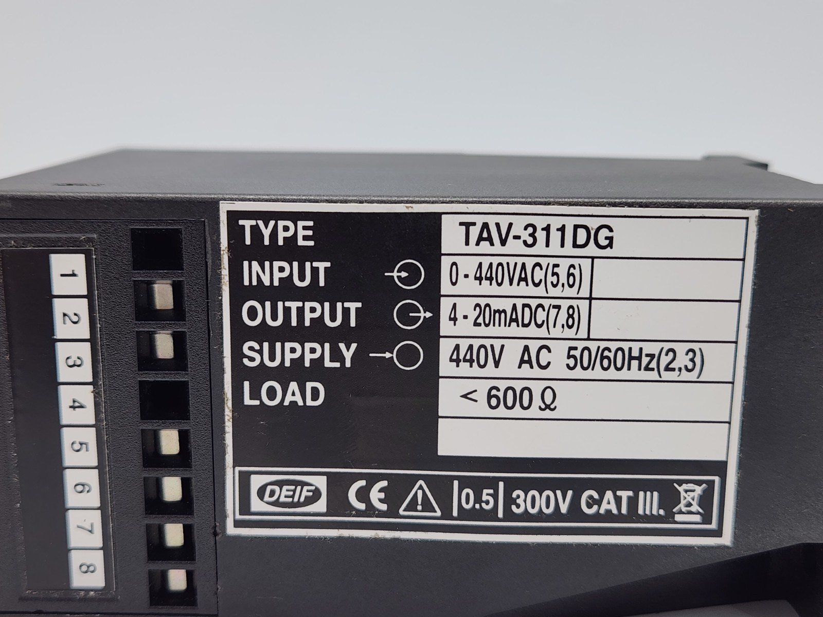 DEIF TAV-311DG VOLTAGE TRANSDUCER 0-440VAC