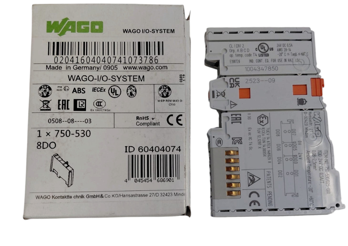 WAGO 750-530 8 Channel Digital Output Module 24VDC 0.5A I/O System MADE GERMANY