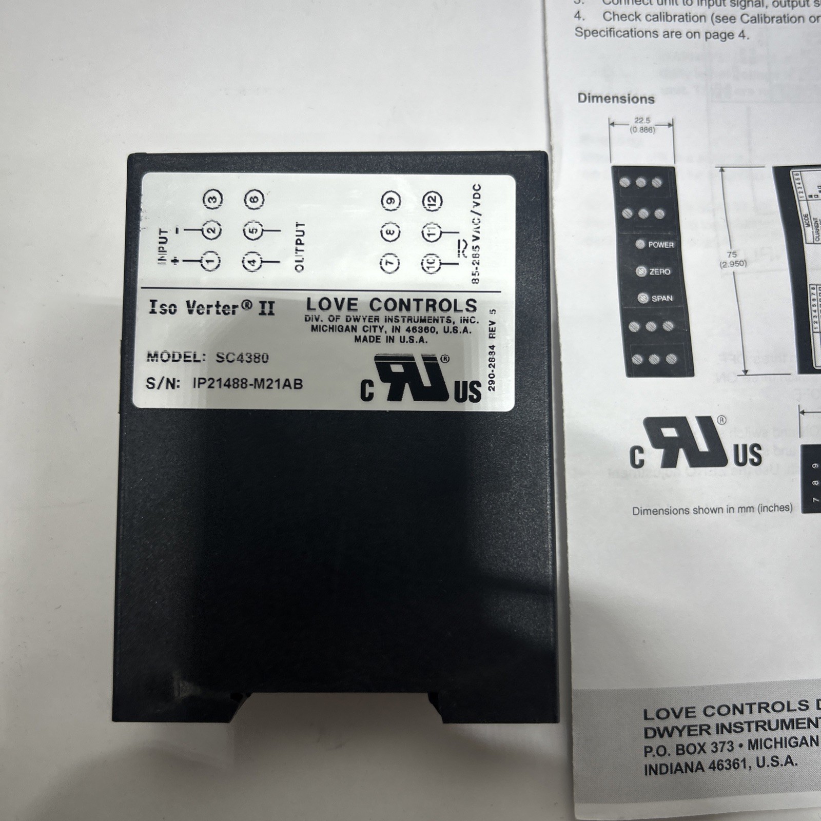 Love Controller SC4380 Process Signal Converter, Used