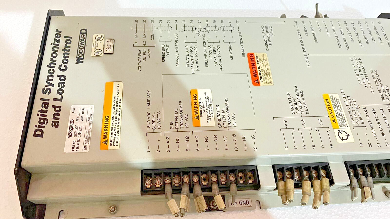 WOODWARD 9905-797 DIGITAL SYNCHRONIZER AND LOAD CONTROL REV.B