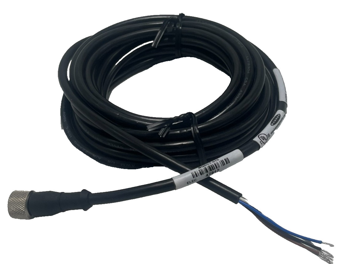 BANNER MQDC1-515 STRAIGHT FEMALE CONNECTOR CYJV CABLE 5-PIN M12 16.4FT 7WA1 NSNP