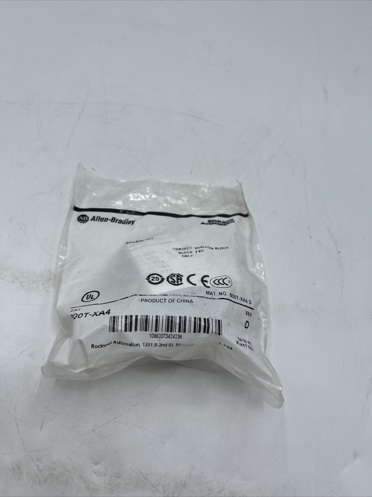 800T-XA4 Allen Bradley contact shallow block Ser. D