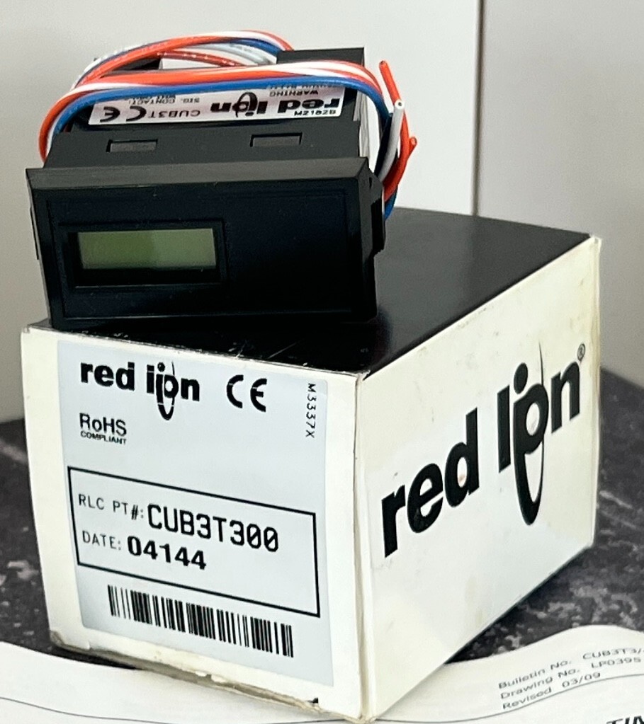 Red Lion CUB3T300 Mini Electronic Timer – 6-Digit LCD, Panel Mount, NOS