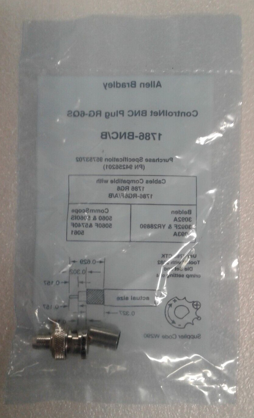 Lot of 5 Allen Bradley 1786-BNC/B ControlNet BNC Plug RG-6QS – Factory Sealed