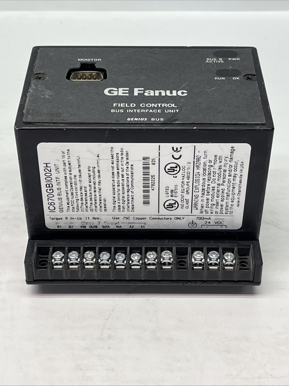 GE FANUC IC670GBI002H Field Control Bus Interface Unit | USED