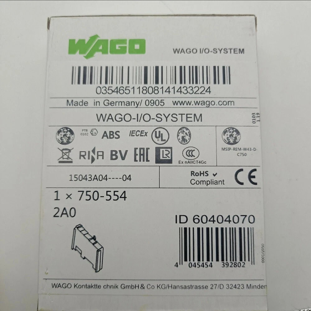 New WAGO 750-554 2-Channel Analog Output PLC Module 750554 In Box.